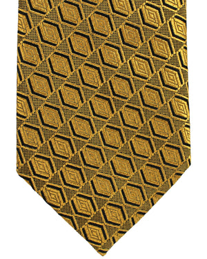 Ermenegildo Zegna Silk Tie Mustard Gold Geometric - Hand Made in Italy