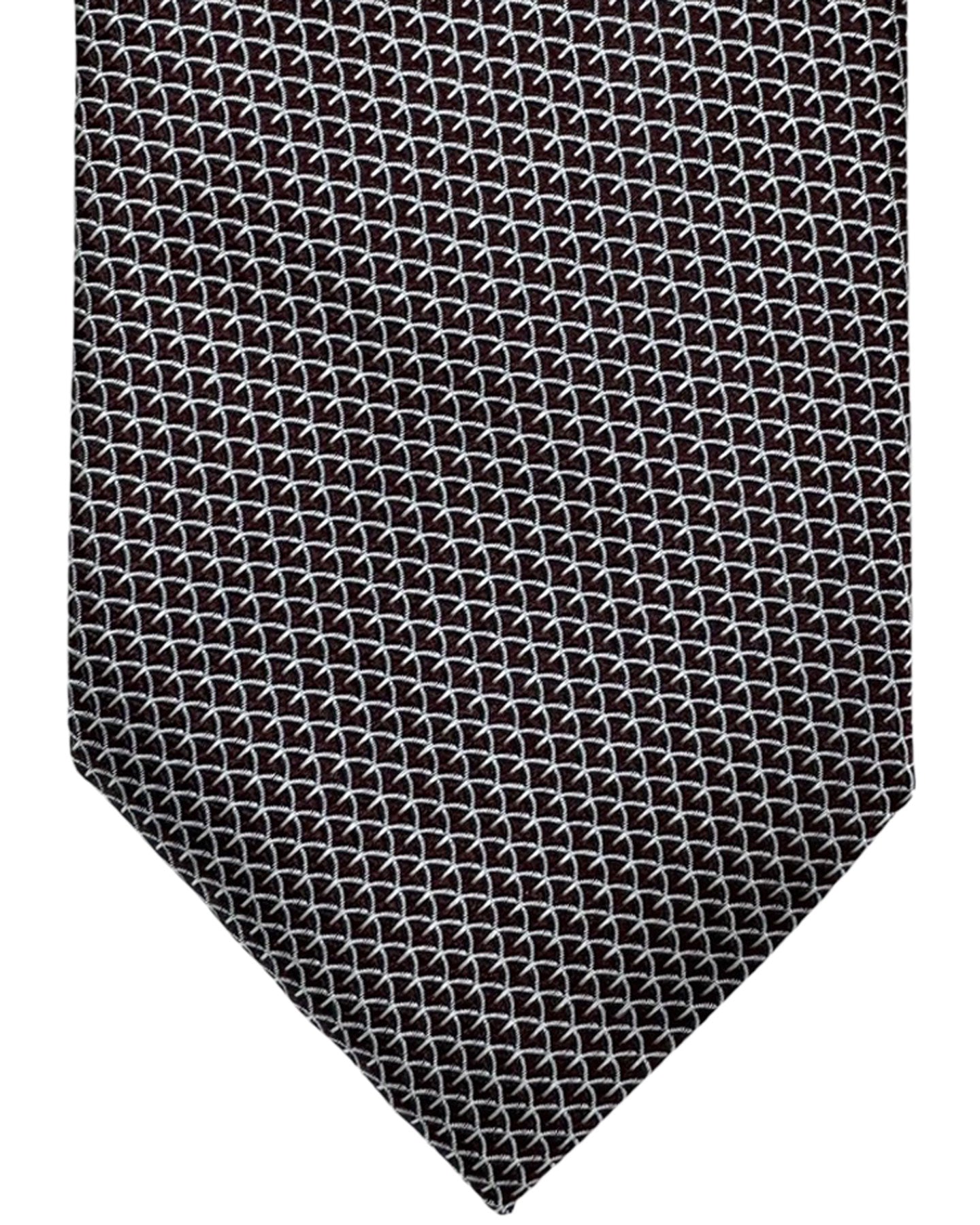 Ermenegildo Zegna Tie Brown Silver Micro Pattern - 100 Fili