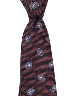 Ermenegildo Zegna Tie Maroon Blue Paisley - Narrow Necktie SALE