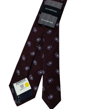 Ermenegildo Zegna Tie Maroon Blue Paisley - Narrow Necktie SALE