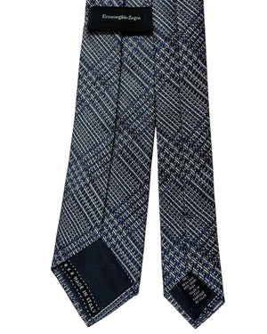 Ermenegildo Zegna Silk Tie Gray Blue Plaid