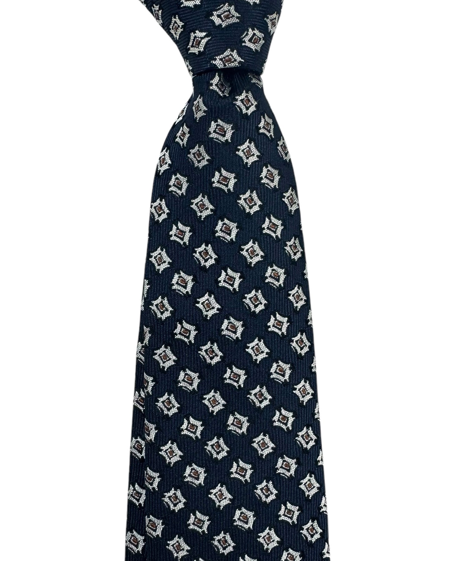 Ermenegildo Zegna Tie Midnight Blue Brown Silver Design
