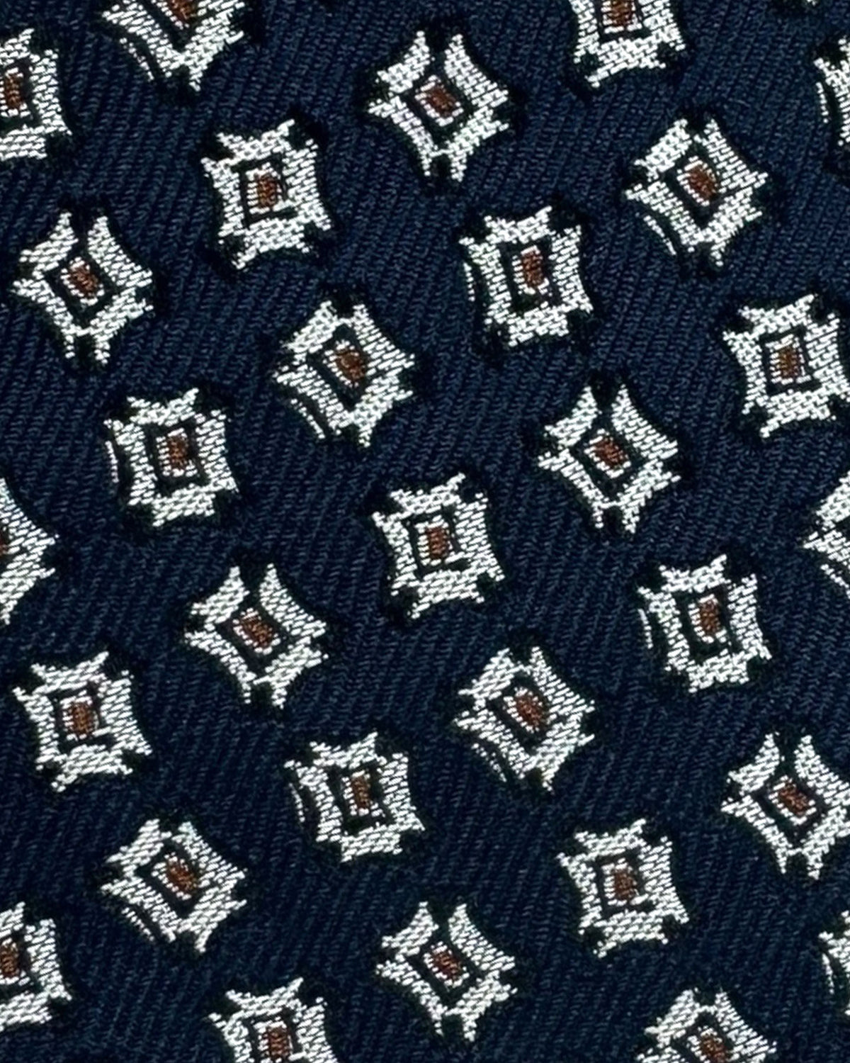 Ermenegildo Zegna Tie Midnight Blue Brown Silver Design