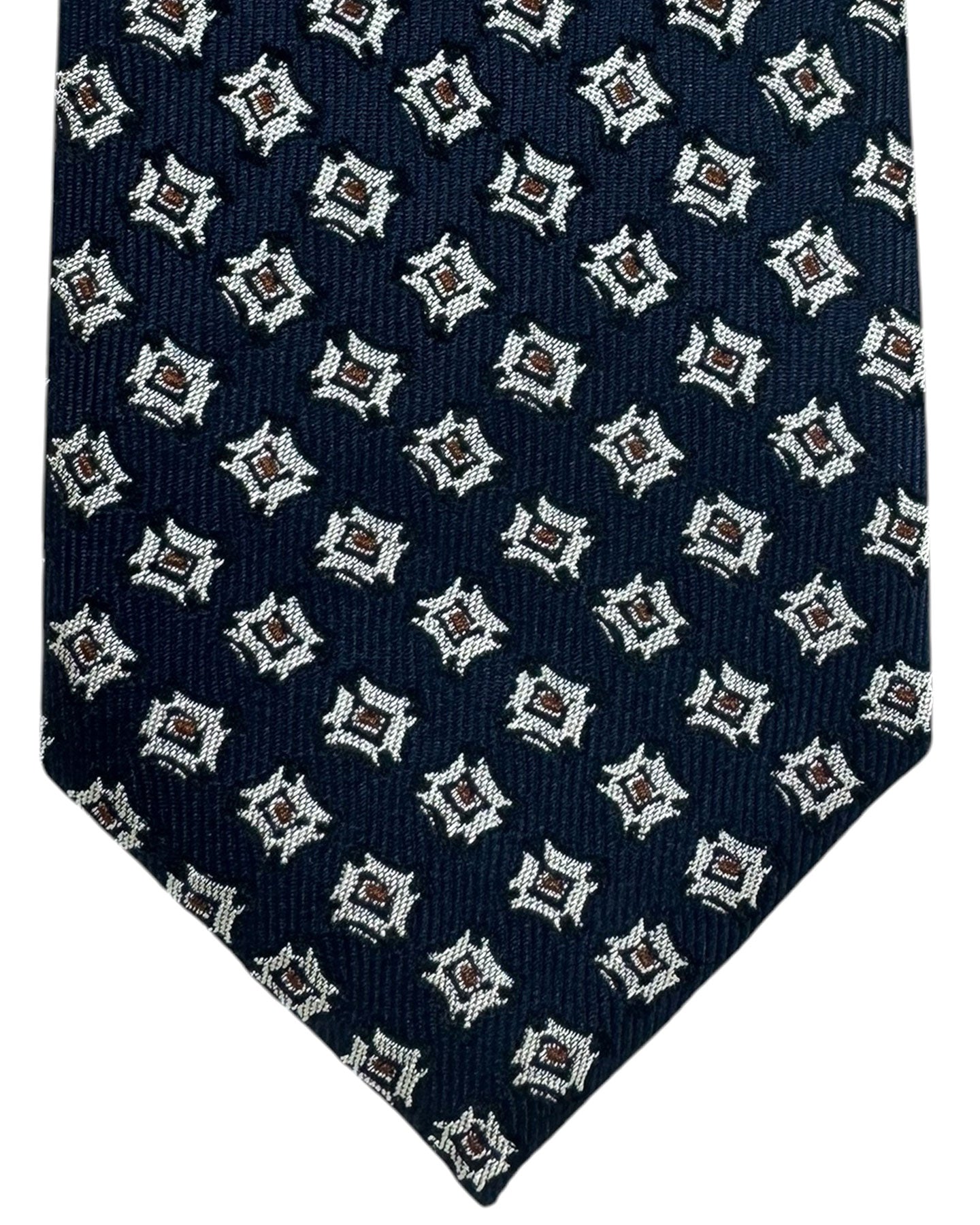Ermenegildo Zegna Tie Midnight Blue Brown Silver Design