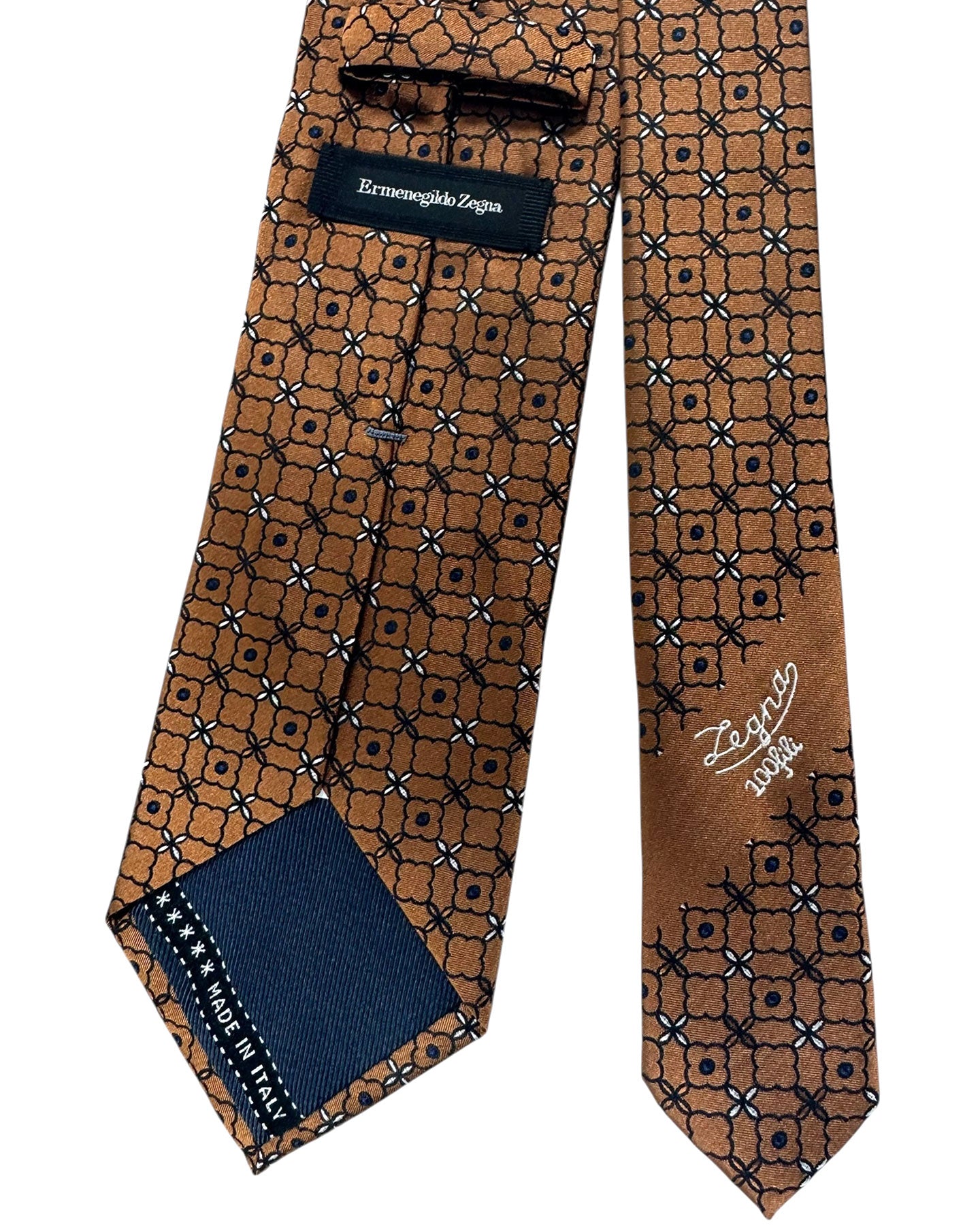 Ermenegildo Zegna Tie Brown Design - 100 Fili