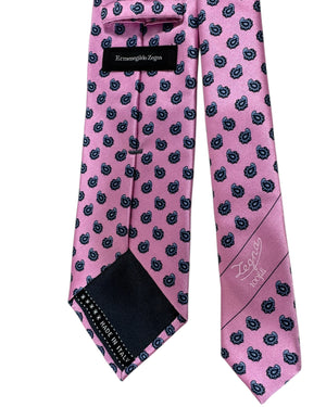 Ermenegildo Zegna Tie Pink Gray Paisley 100 Fili