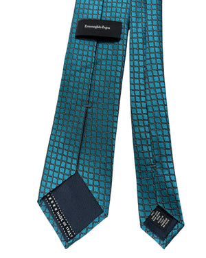 Ermenegildo Zegna Silk Tie Teal Design