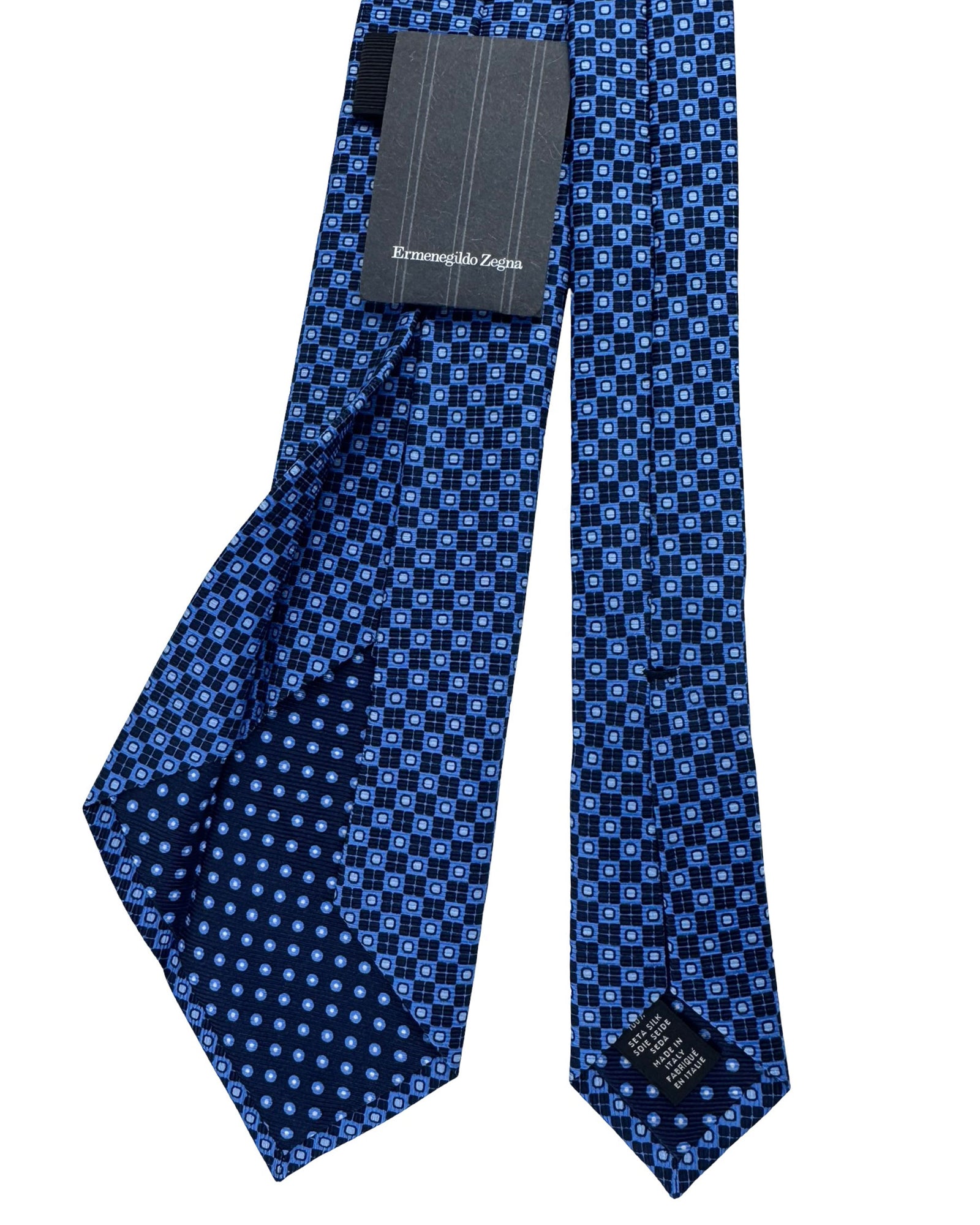 Ermenegildo Zegna Sevenfold Tie Blue Geometric