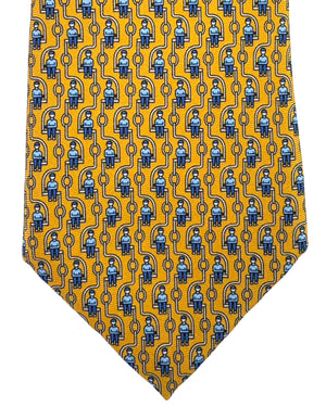 Ermenegildo Zegna Silk Tie Orange Ski Lift Novelty Design