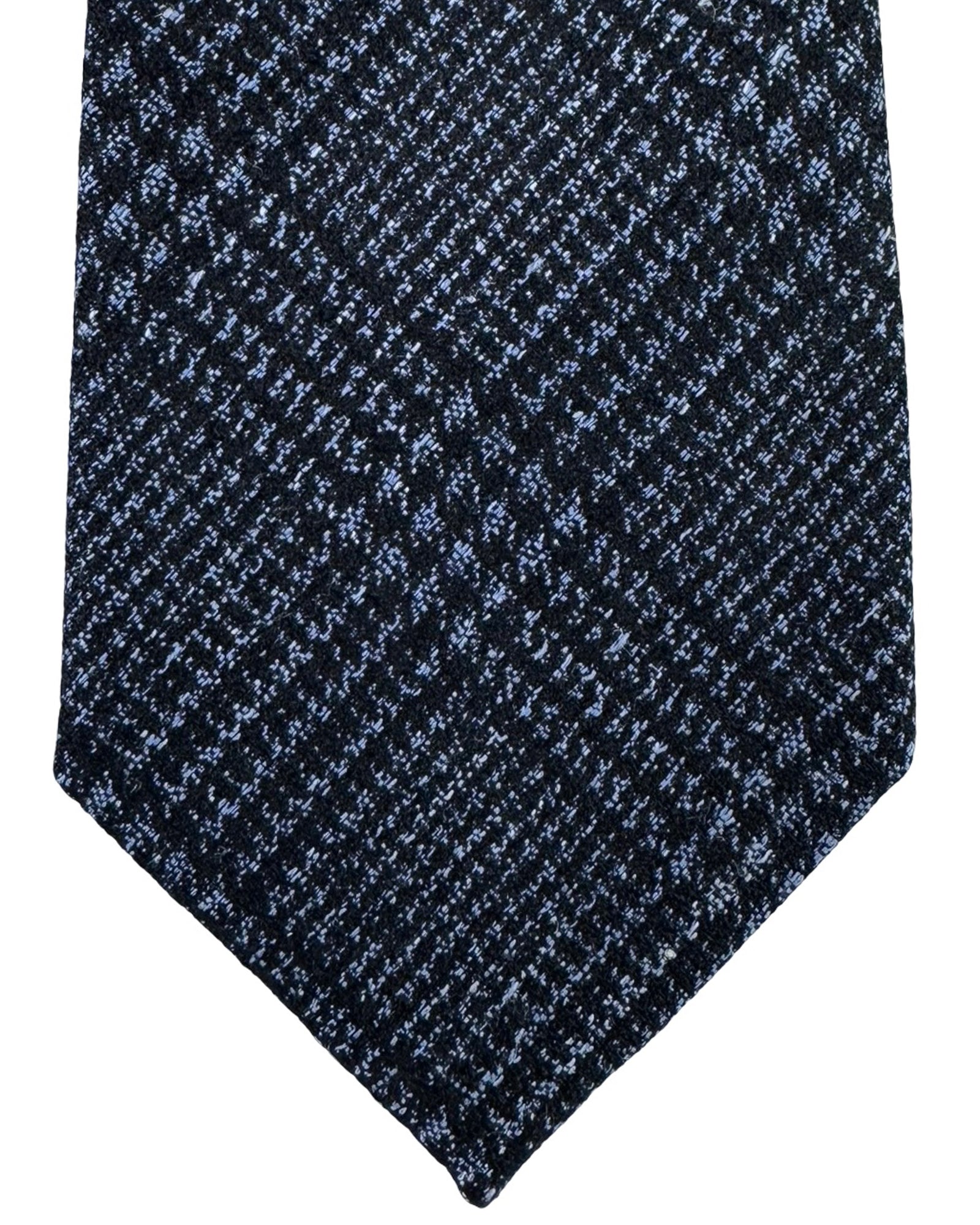 Ermenegildo Zegna Tie Black Midnight Blue Plaid - Wool Silk