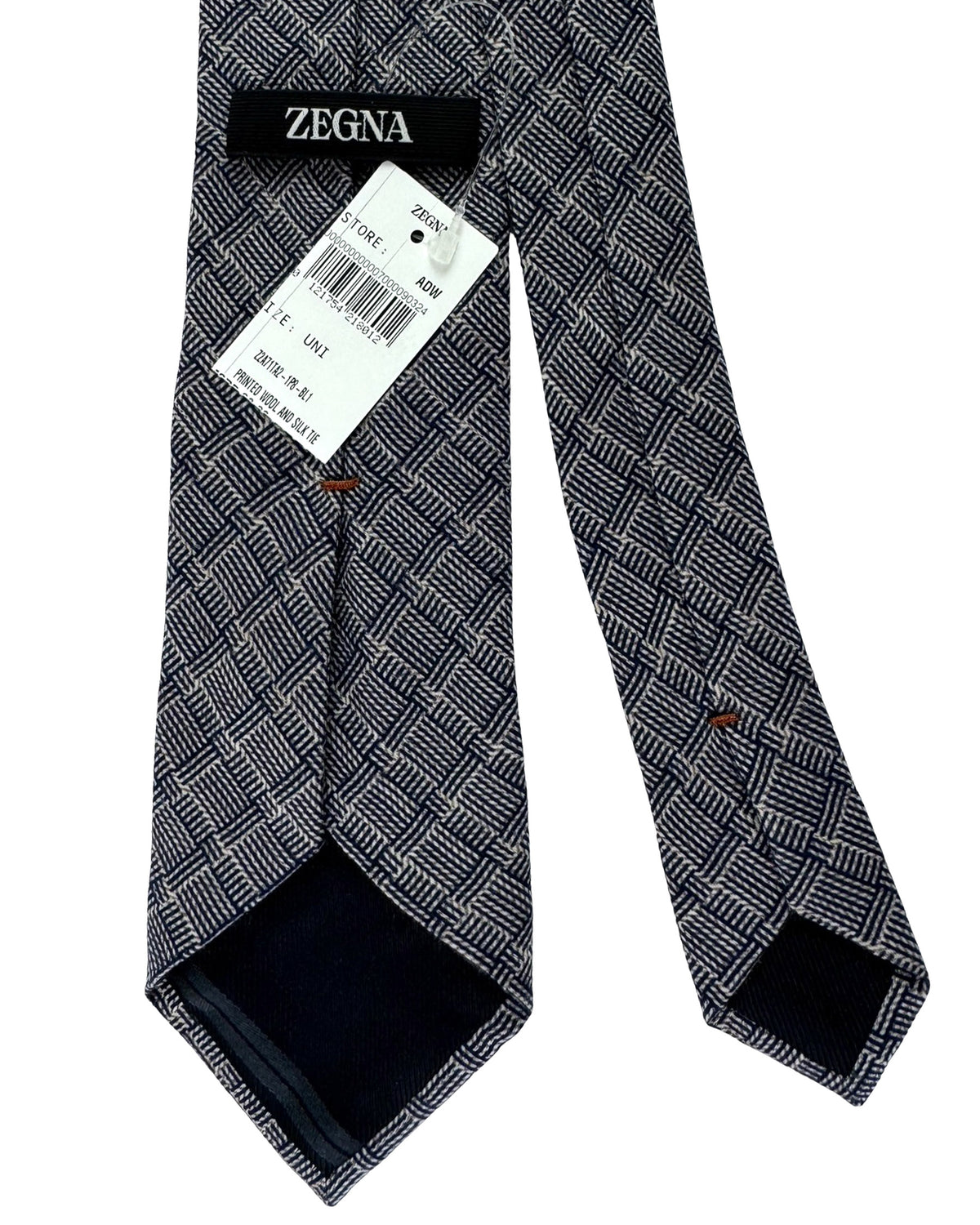 Ermenegildo Zegna Tie Black Gray Check - Wool Silk