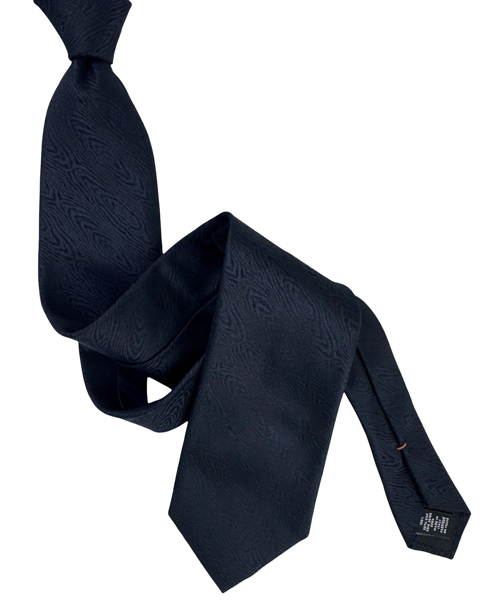 Ermenegildo Zegna Tie Black Gray Solid Tonal Swirly