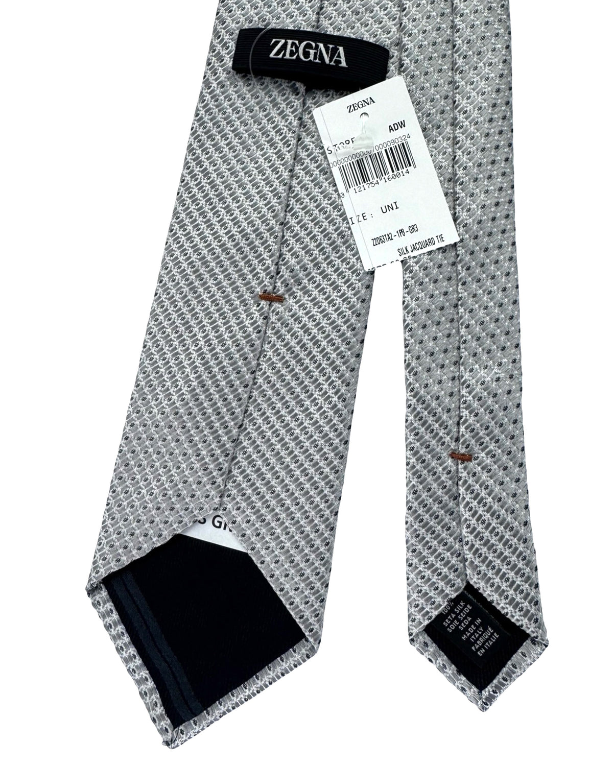 Zegna Tie Gray Silver Pattern