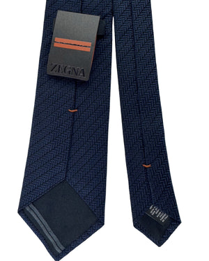 Ermenegildo Zegna Tie Midnight Blue Striped Pattern