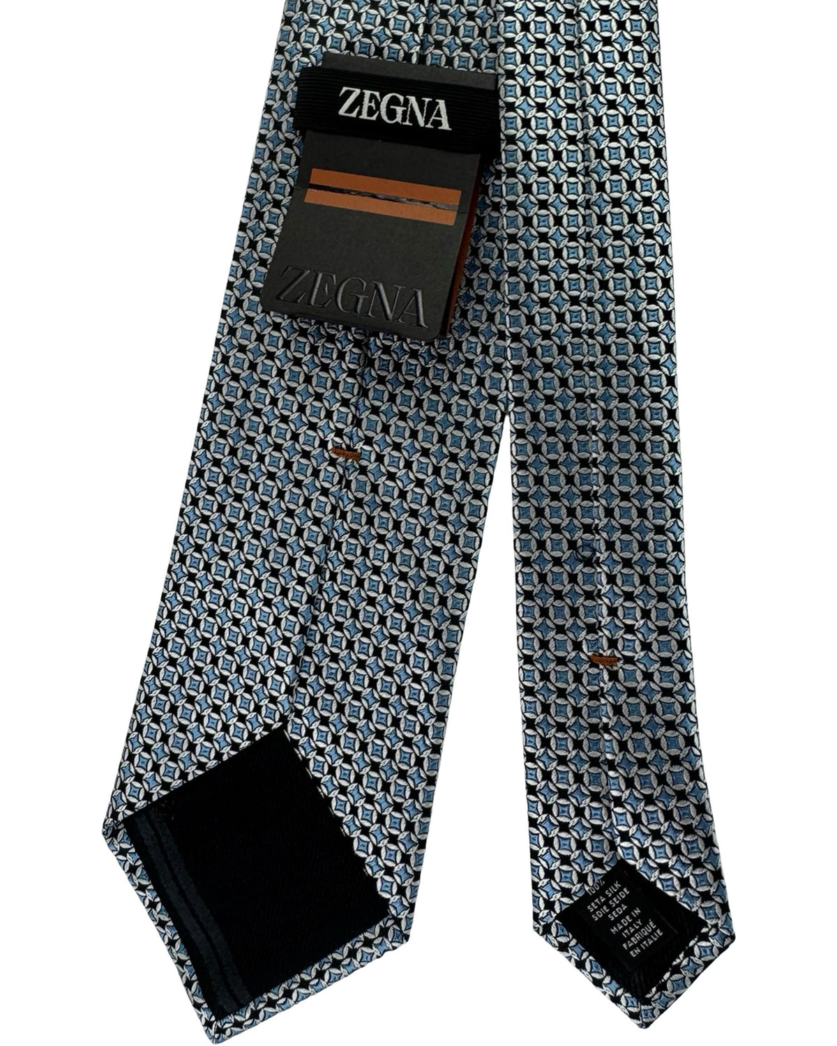 New Zegna Tie Black Blue Silver