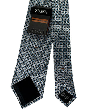 New Zegna Tie Black Blue Silver