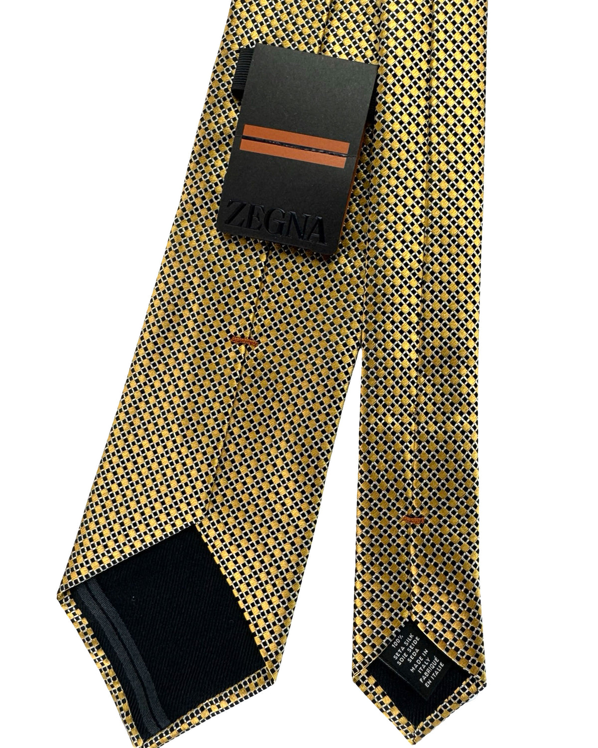 Ermenegildo Zegna Tie Olive Black Silver Geometric