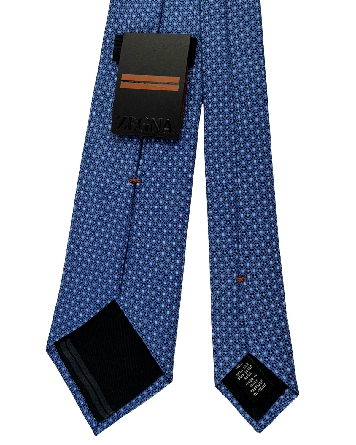 Zegna Tie Blue Geometric New