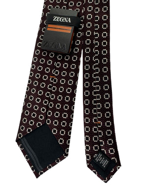 Zegna Silk Tie Brown Black Silver