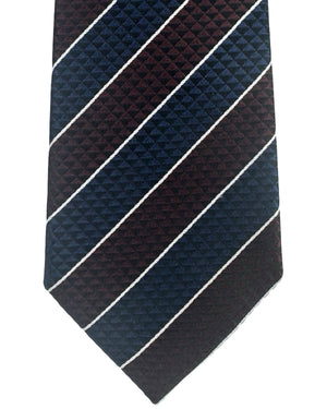 Zegna Silk Tie Navy Brown Stripes - Narrow Cut