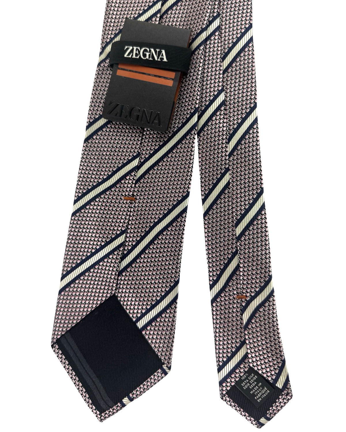 Zegna Silk Tie Pink Stripes Design