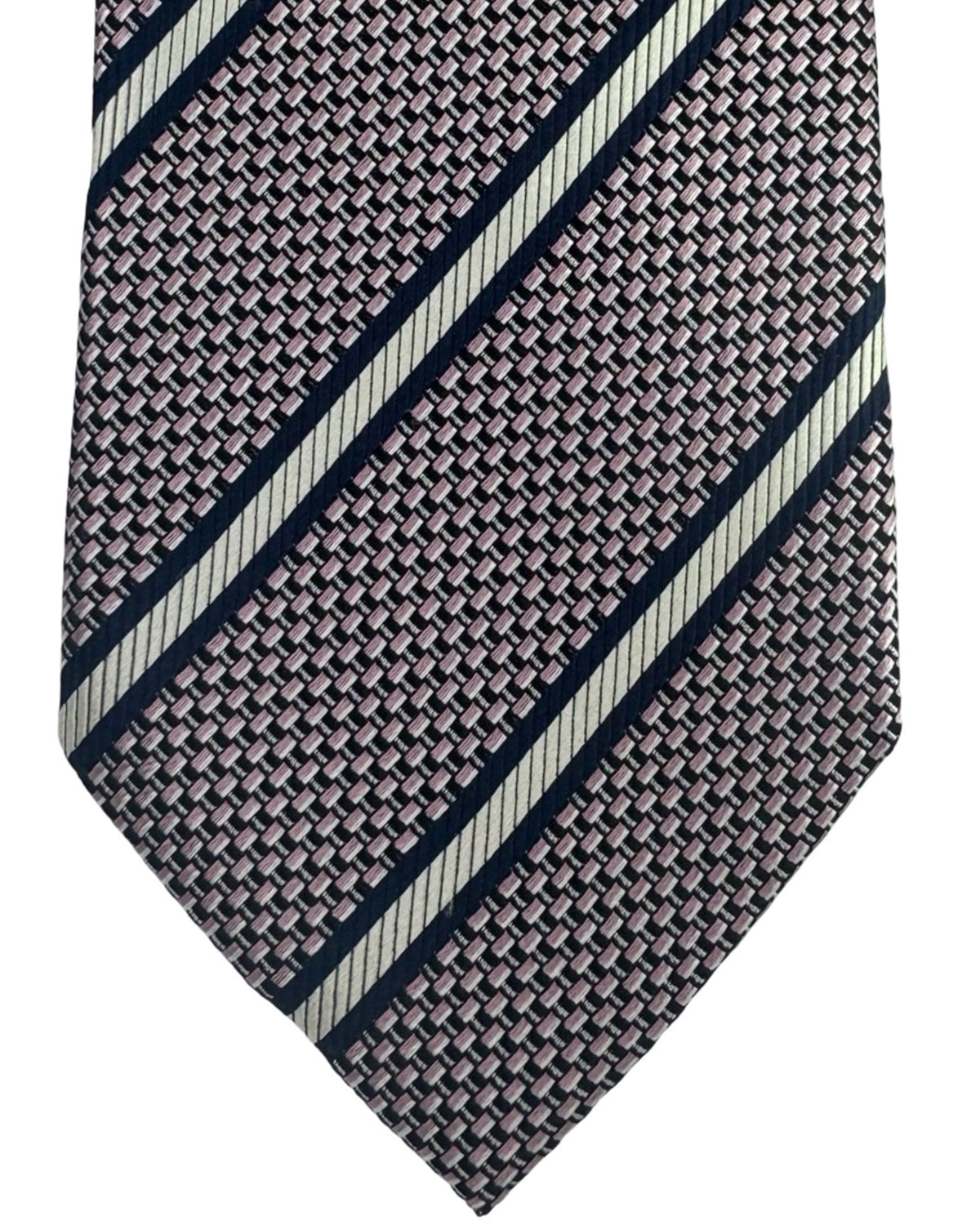 Zegna Silk Tie Pink Stripes Design