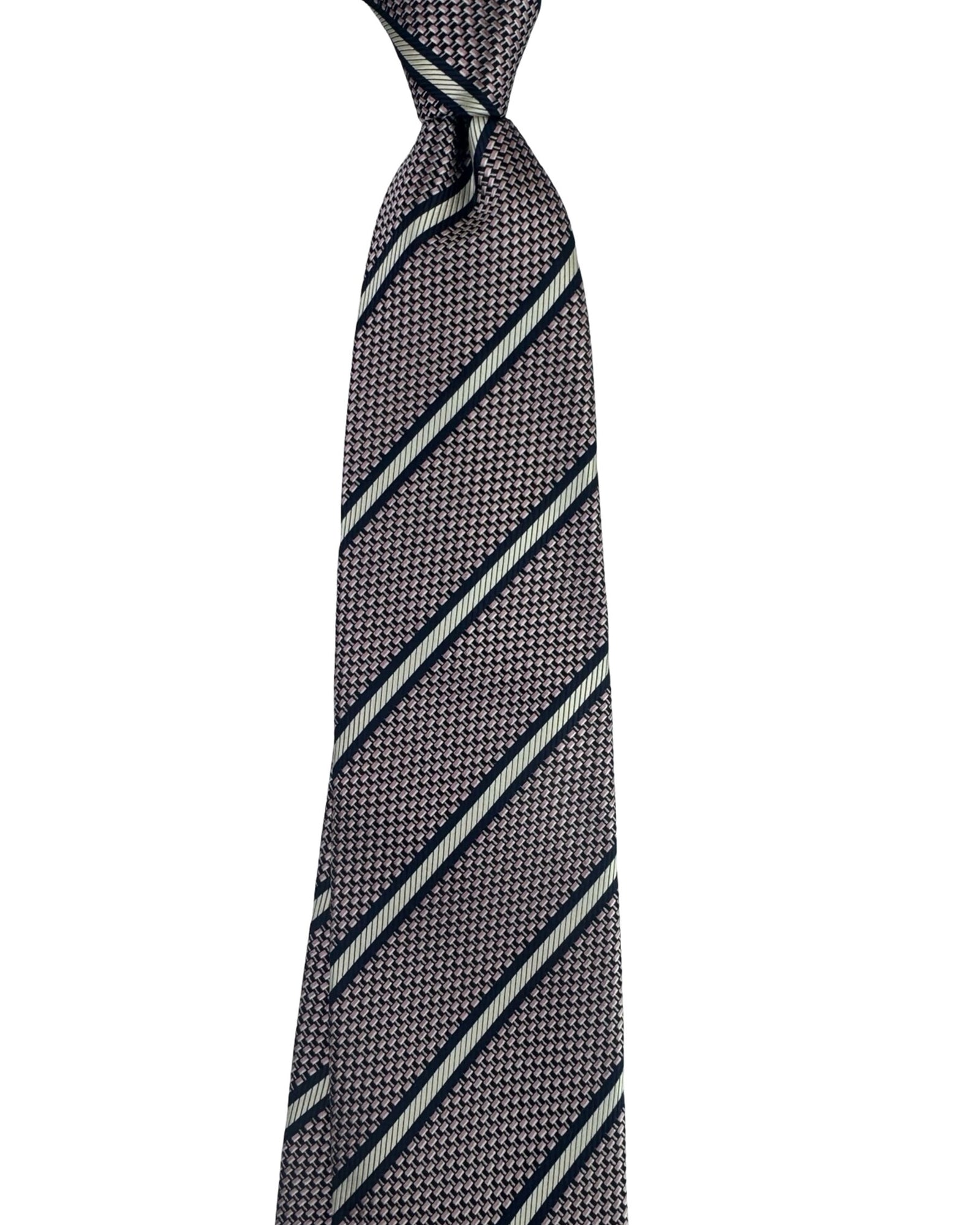 Zegna Silk Tie Pink Stripes Design