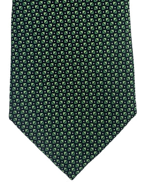 Zegna Silk Tie Green Geometric Design