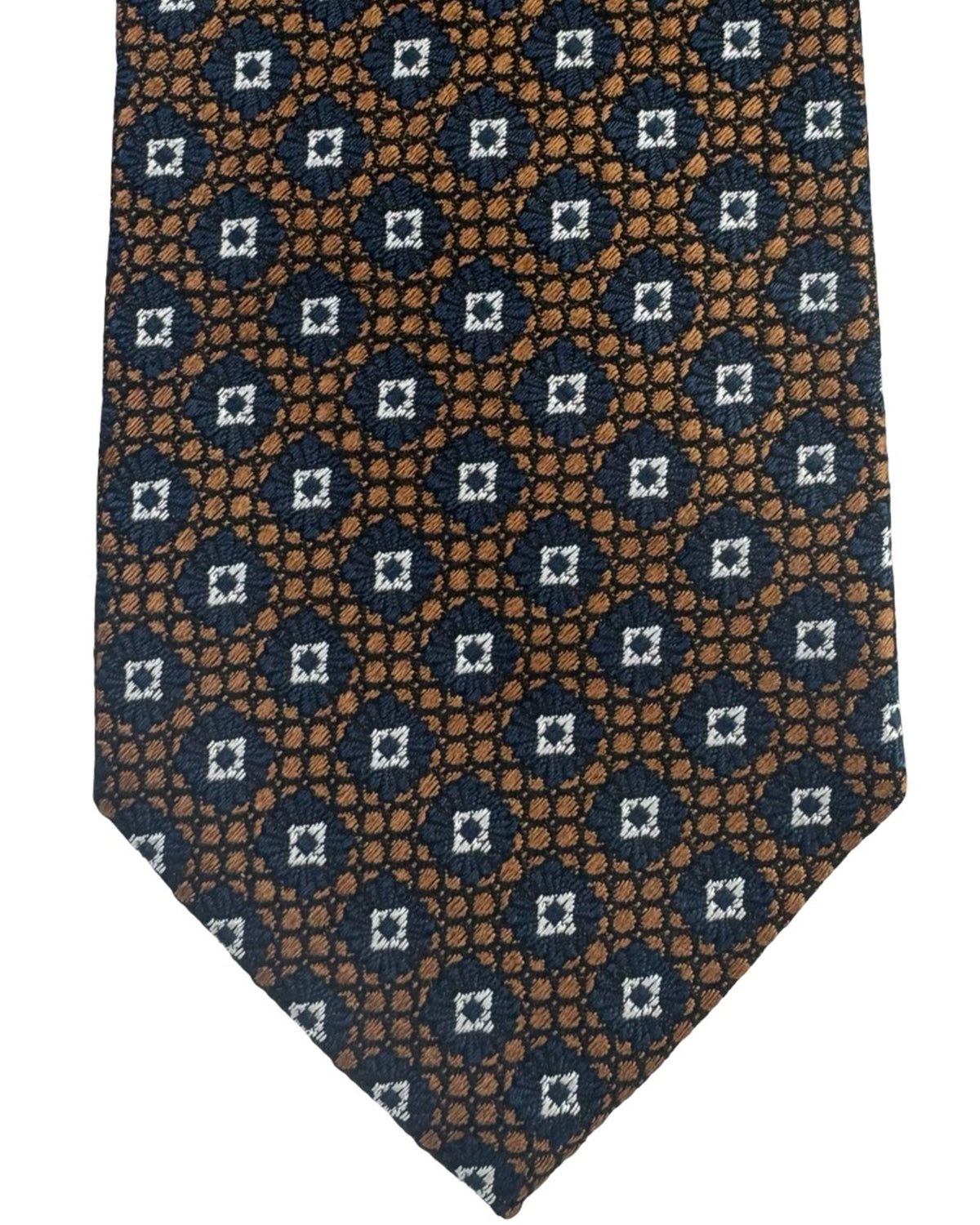 Zegna Tie Brown Geometric - Jacquard Silk