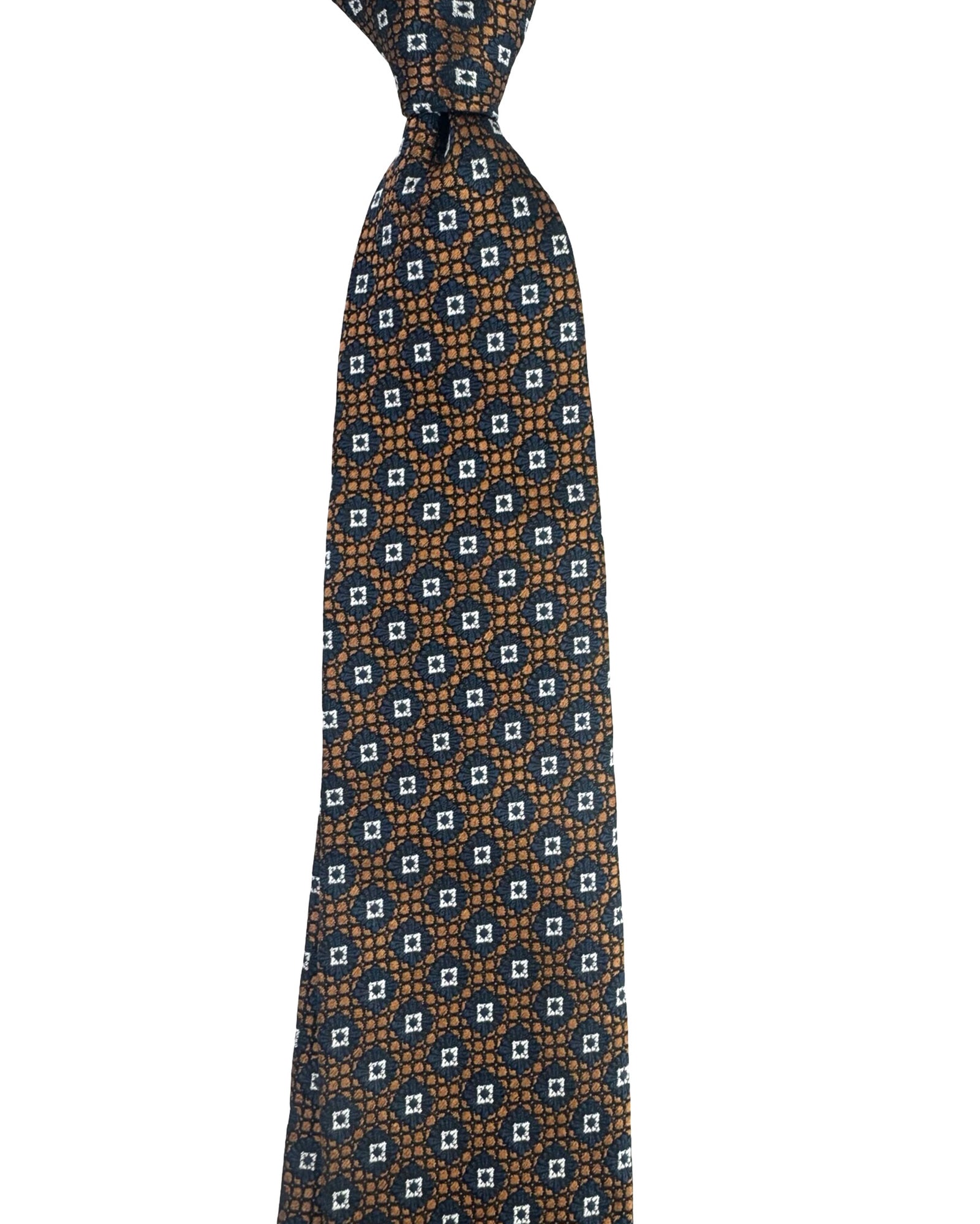 Zegna Tie Brown Geometric - Jacquard Silk