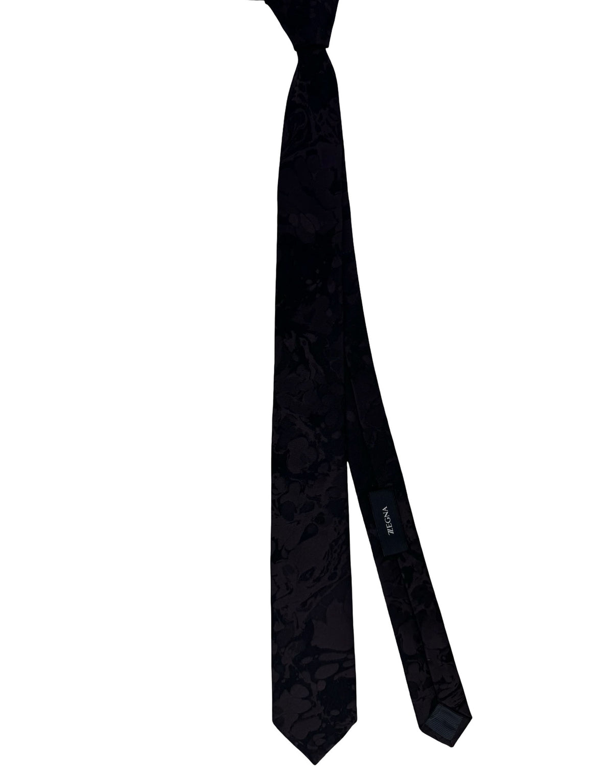 Ermenegildo Zegna Tie Black Brown Floral Jacquard - Skinny Necktie