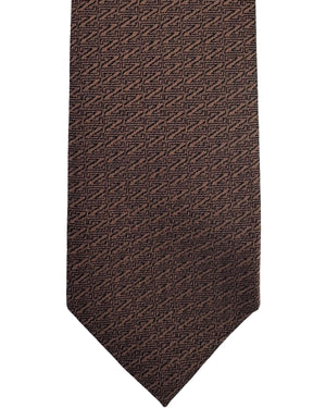 Ermenegildo Zegna Tie Brown Geometric Z Logo Pattern