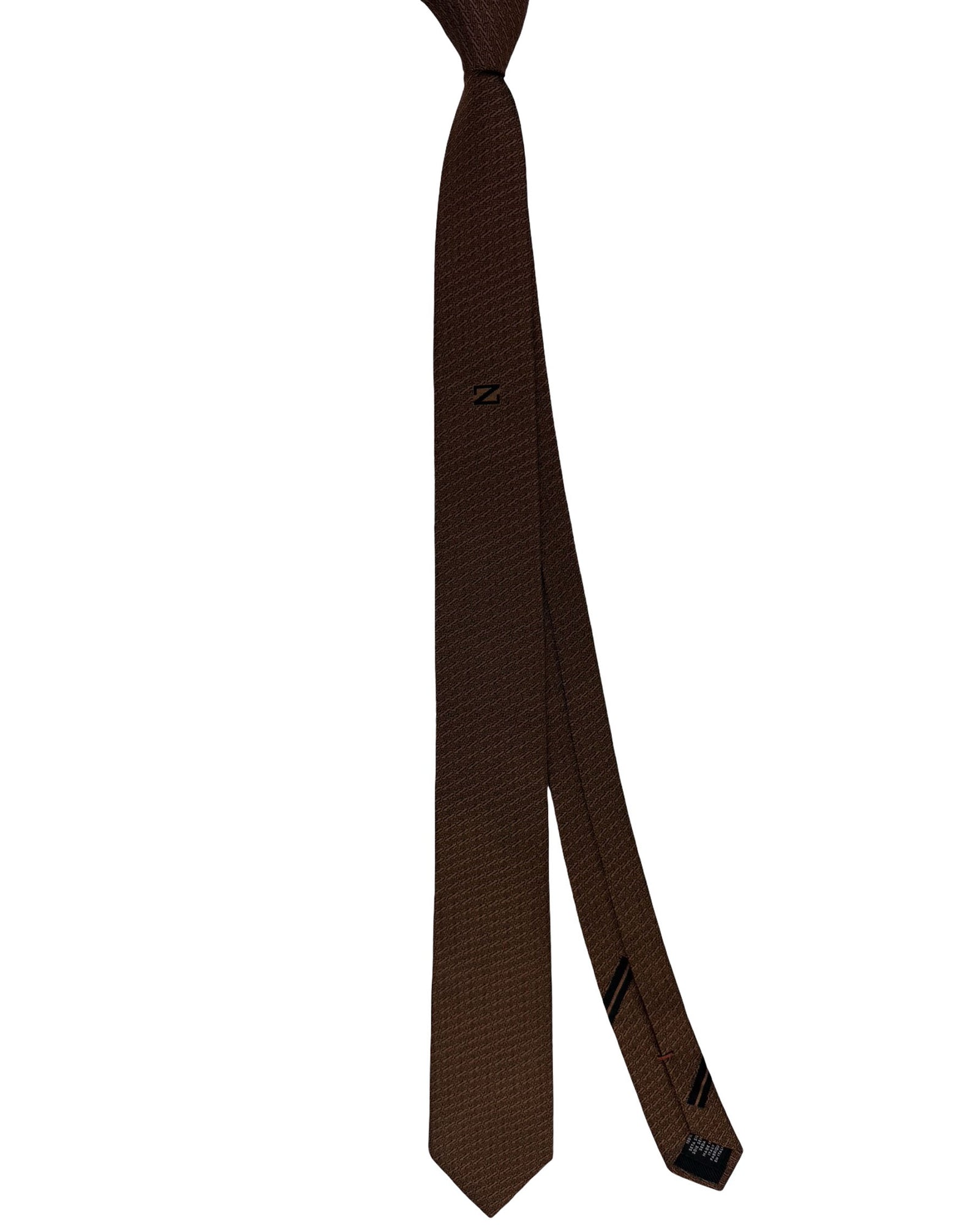 Ermenegildo Zegna Tie Brown Geometric Z Logo Pattern