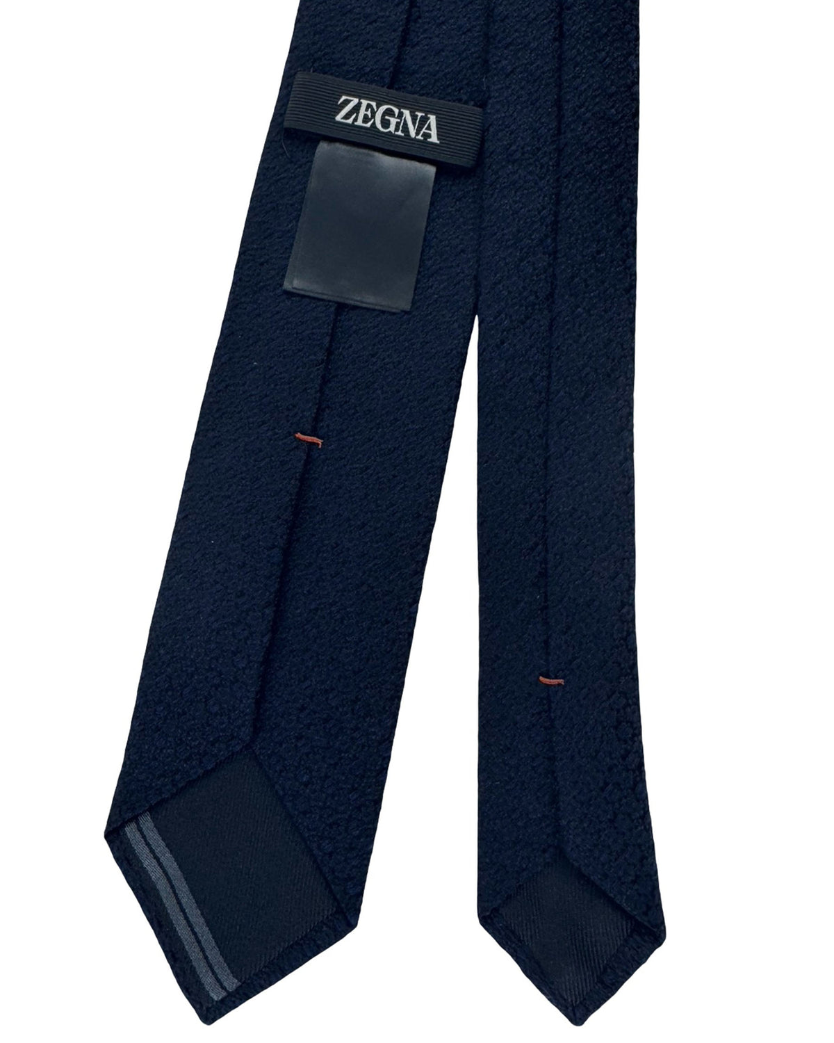 Ermenegildo Zegna Tie Navy Solid Textured - Narrow Necktie