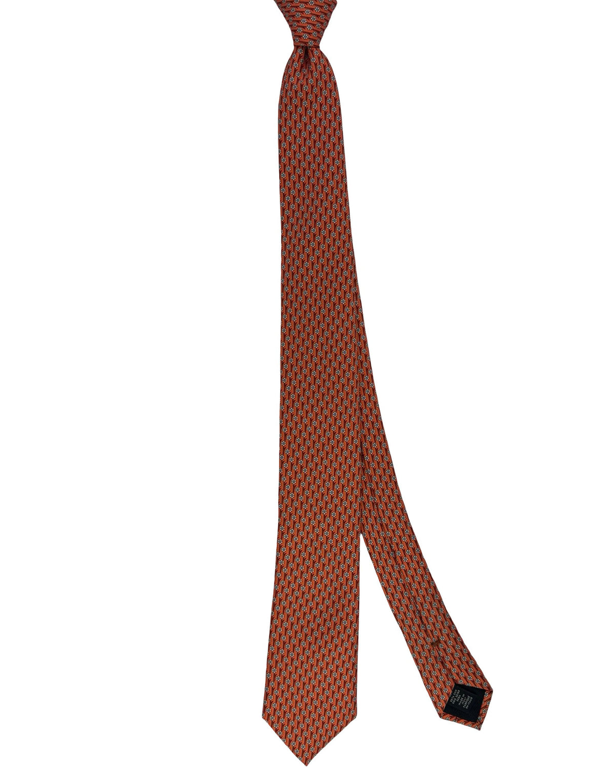 Ermenegildo Zegna Silk Tie Orange Blue Floral Pattern - Narrow Cut