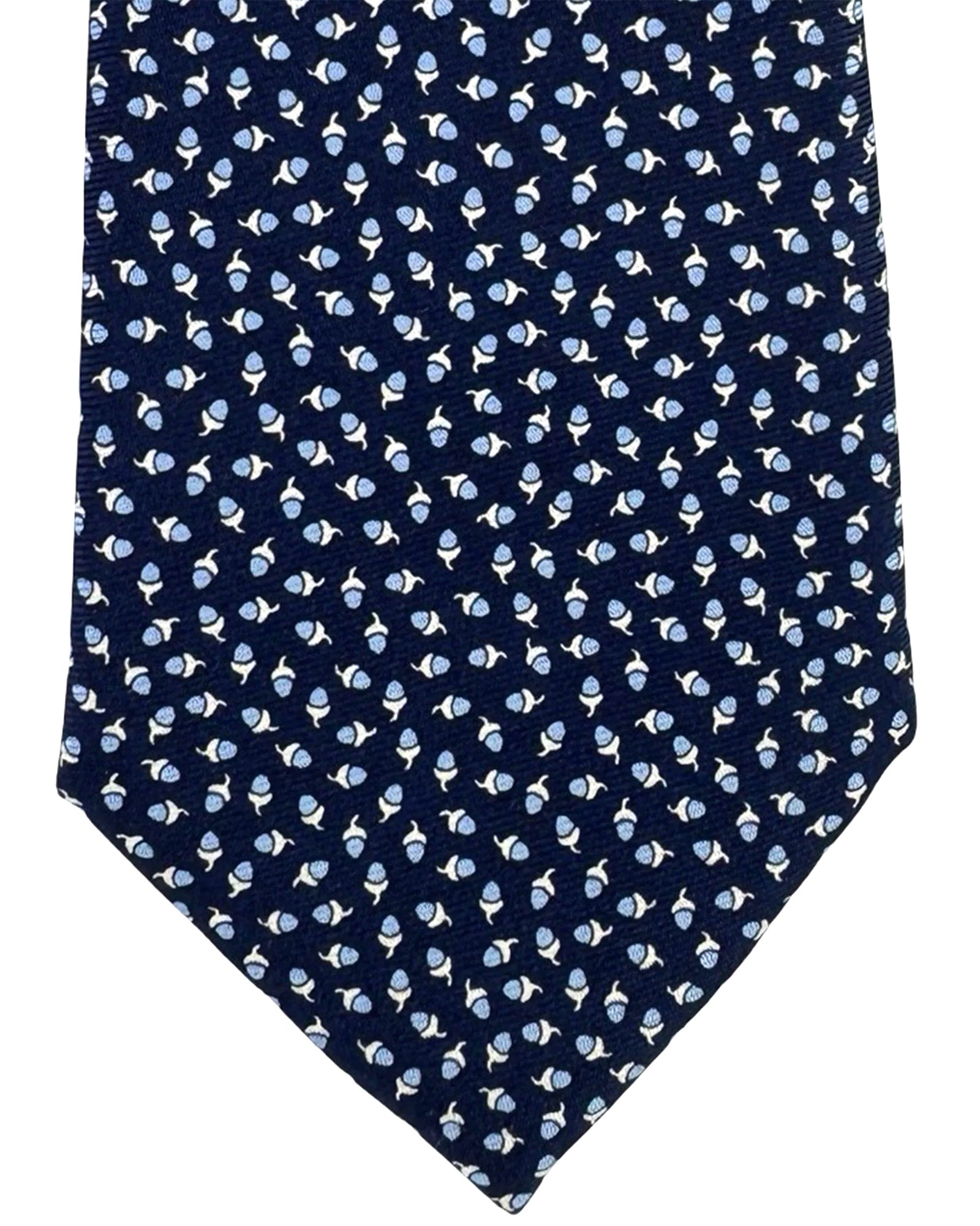 Ermenegildo Zegna Silk Tie Navy Blue Acorn Pattern