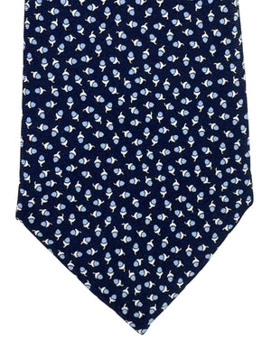 Ermenegildo Zegna Silk Tie Navy Blue Acorn Pattern