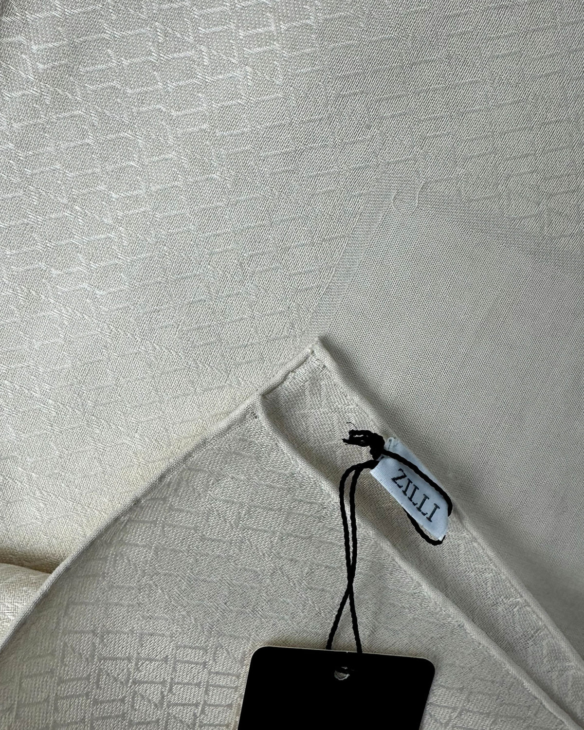 Zilli Cotton Pocket Square Beige Cream Logo BLACK FRIDAY SALE