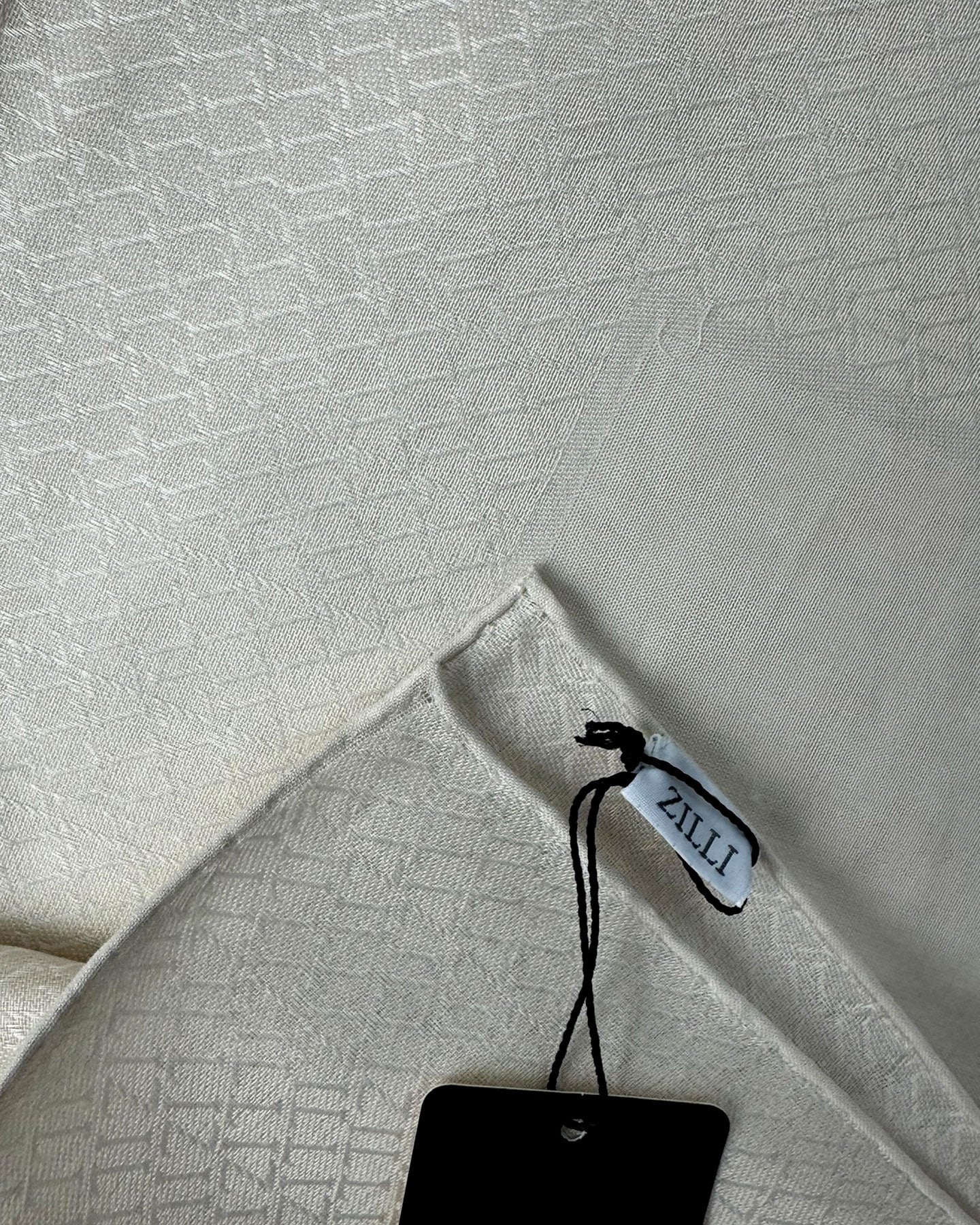 Zilli Cotton Pocket Square Beige cream Logo SALE