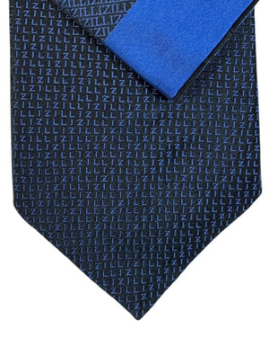 Zilli Silk Tie & Matching Pocket Square Set Royal Blue Logo