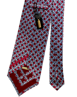 Zilli Silk Tie Red Bordeaux Gray Silver Blue