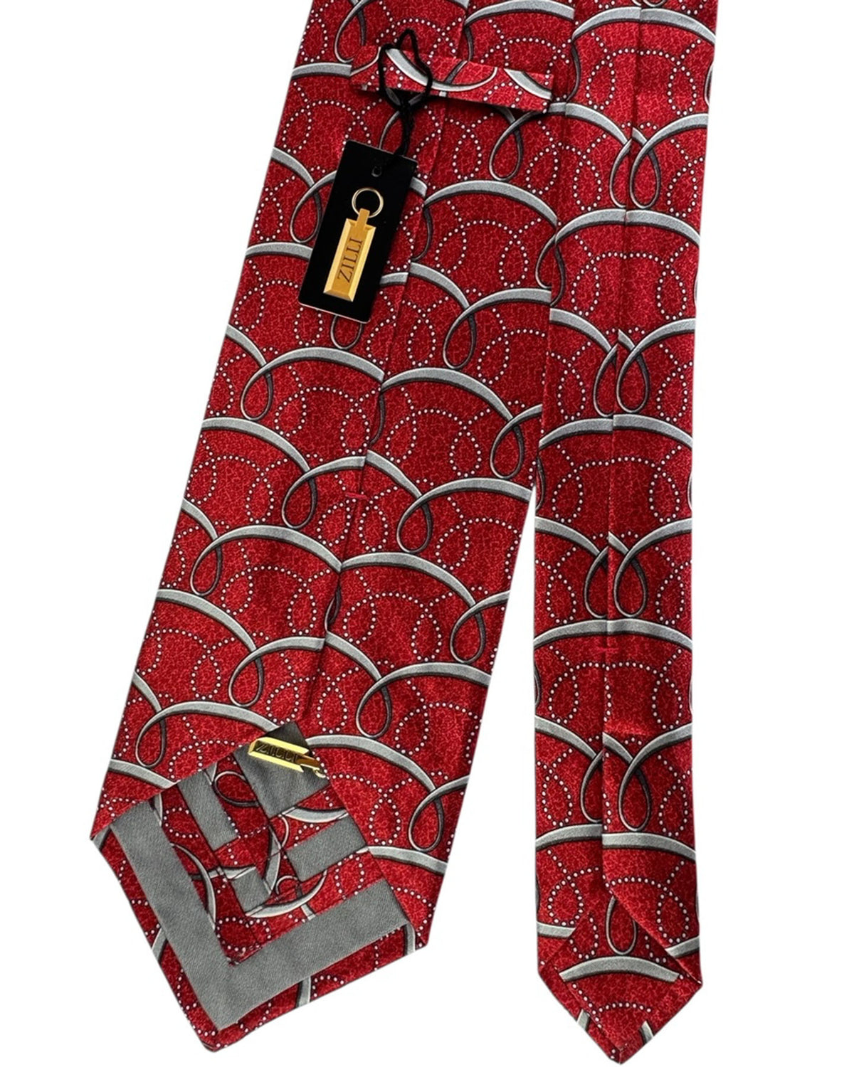Zilli Sevenfold Tie  Red And Gray Arch Pattern