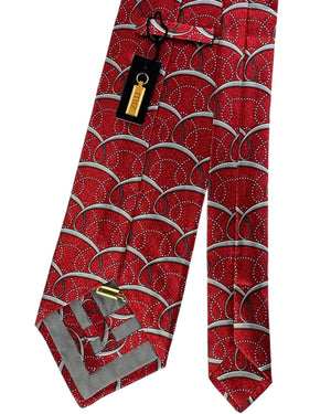 Zilli Sevenfold Tie  Red And Gray Arch Pattern