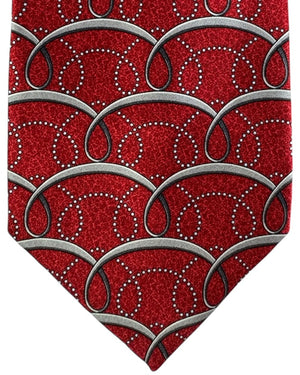 Zilli silk Tie Red Gray Swirly Pattern
