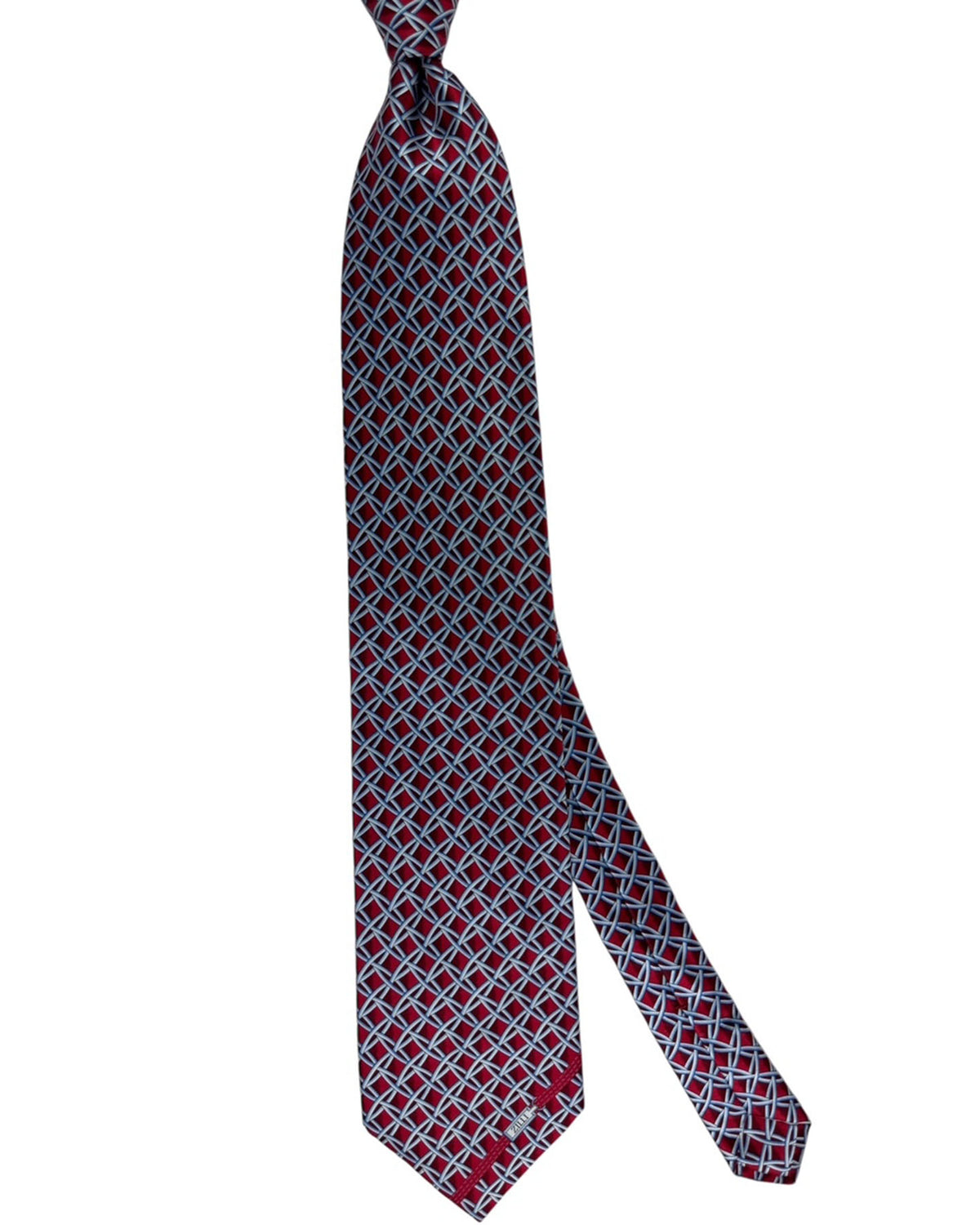 Zilli Silk Tie Red Bordeaux Gray Silver Blue