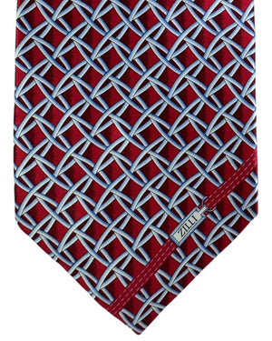 Zilli Silk Tie Red Bordeaux Gray Silver Blue