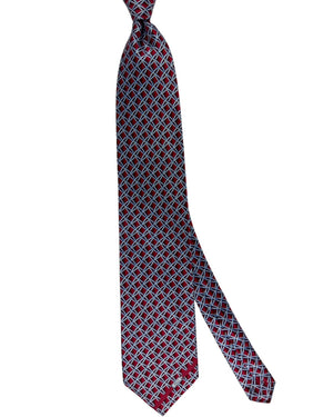 Zilli Silk Tie Red Bordeaux Gray Silver Blue