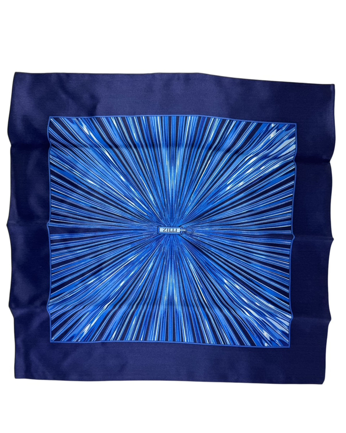 Zilli Silk Tie & Matching Pocket Square Set Blue Navy Stripes