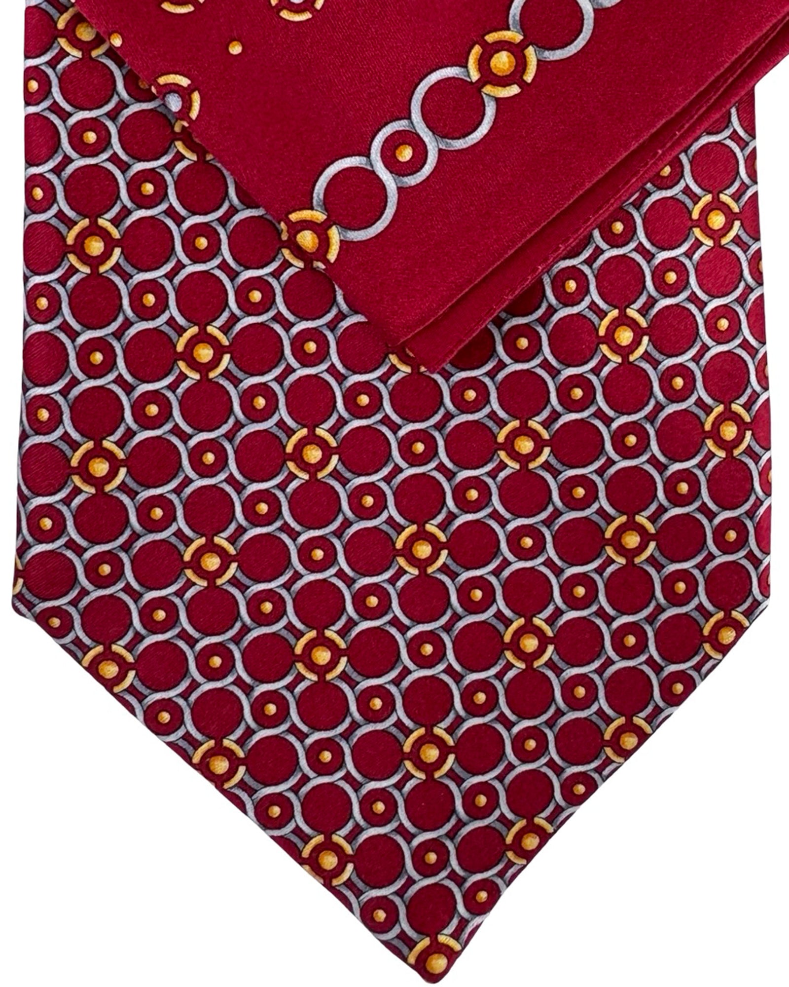 Zilli Tie & Matching Pocket Square Set Bordeaux Gold