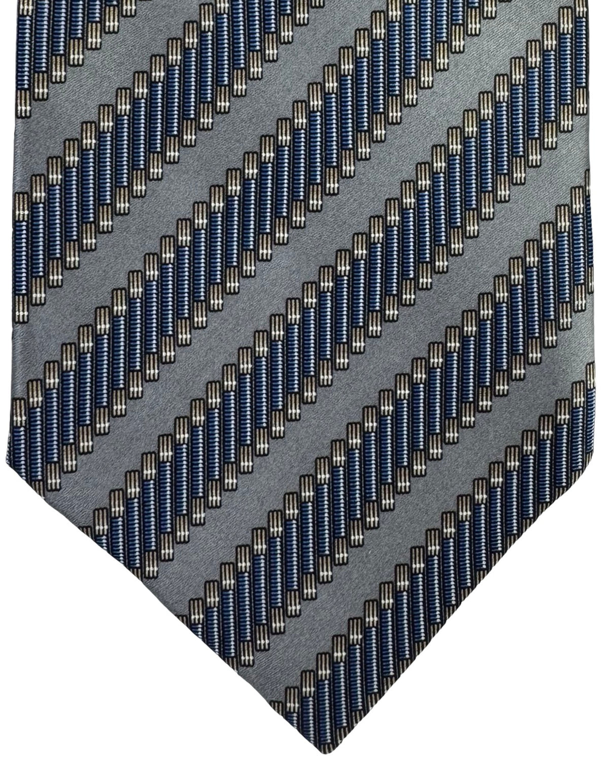 Zilli Extra Long Tie Gray Blue Striped Pattern